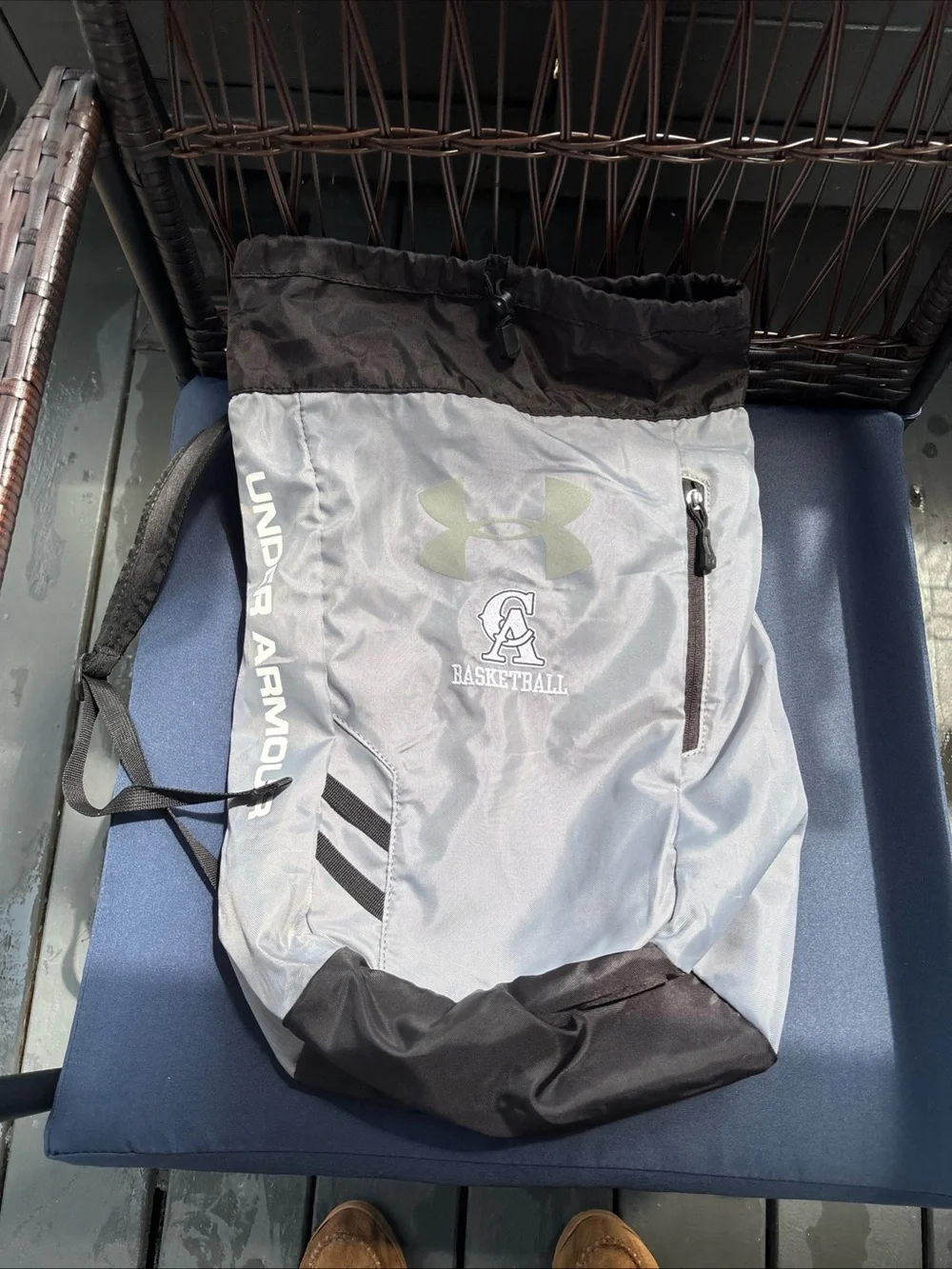 Under Armour Black and Gray Drawstring Gym Sack